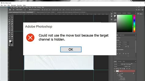 I had the same problem and found the solution: Your top panel, go to Select then in the dropdown menu uncheck “Edit in quick mask mode”. . Target channel is hidden photoshop error
